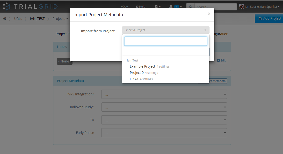 Copy Project Metadata