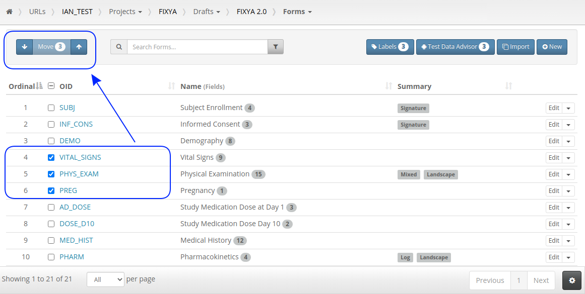 Form Reordering