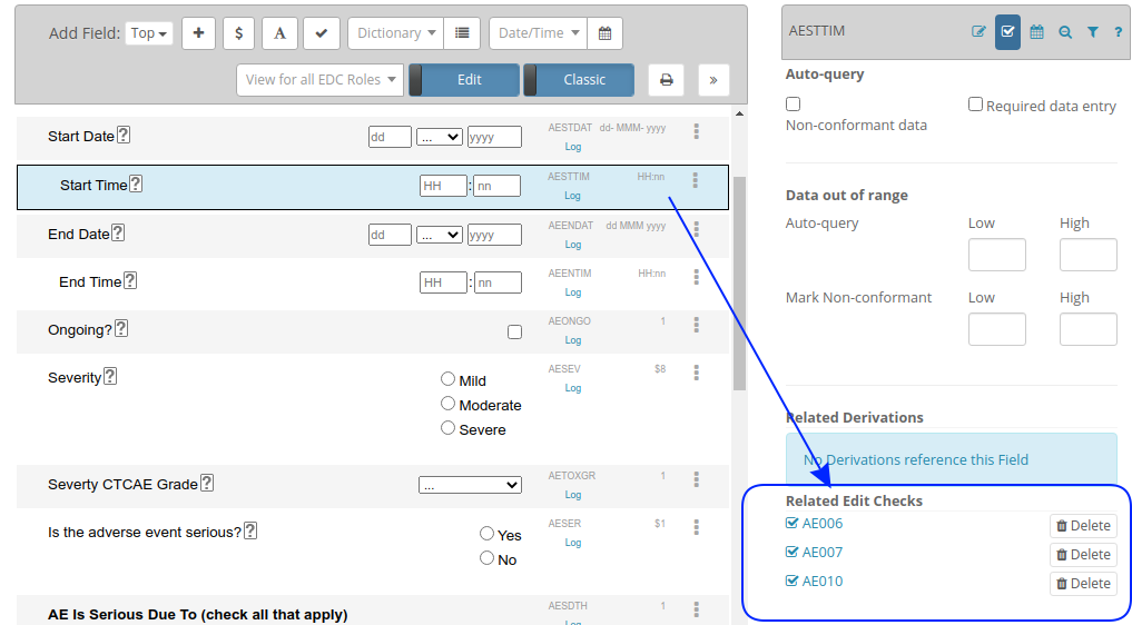 Delete Field Related Checks