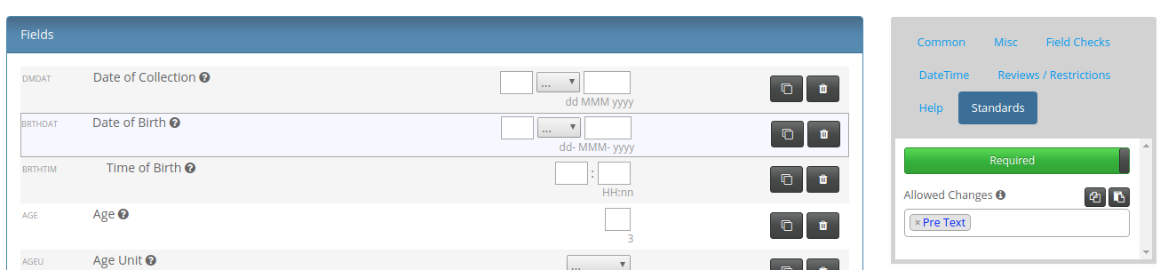 TG Form Standards